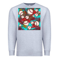 Heather Grey baseball leopard turquoise sunflower seamless pattern Premium Sweatshirt - JahusDesignShop