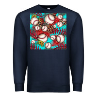 Navy baseball leopard turquoise sunflower seamless pattern Premium Sweatshirt - JahusDesignShop