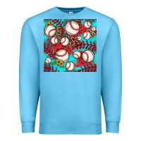Ocean Blue baseball leopard turquoise sunflower seamless pattern Premium Sweatshirt - JahusDesignShop