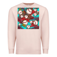 Pale Pink baseball leopard turquoise sunflower seamless pattern Premium Sweatshirt - JahusDesignShop