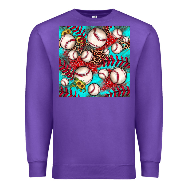 Baseball Leopard Turquoise Sunflower Seamless Pattern Premium Sweatshirt by JahusDesignShop | Teevron