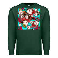 Sports Green baseball leopard turquoise sunflower seamless pattern Premium Sweatshirt - JahusDesignShop