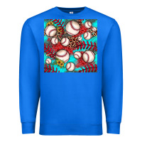 True Royal baseball leopard turquoise sunflower seamless pattern Premium Sweatshirt - JahusDesignShop