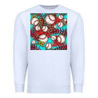 White baseball leopard turquoise sunflower seamless pattern Premium Sweatshirt - JahusDesignShop