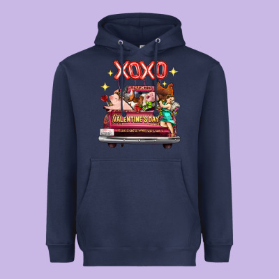 Valentine's Day Truck Farm Animals Cupid Xoxo Heavyweight Hoodie Designed By Fadigitalartstudio