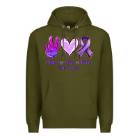 Army Green Peace Love Cure All Cancers Premium Hoodie - Jasminsmagicworld
