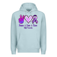 Blue Mist Peace Love Cure All Cancers Premium Hoodie - Jasminsmagicworld