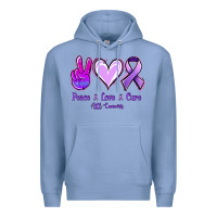 Colony Blue Peace Love Cure All Cancers Premium Hoodie - Jasminsmagicworld