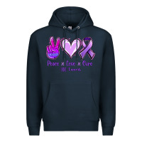 Navy Peace Love Cure All Cancers Premium Hoodie - Jasminsmagicworld