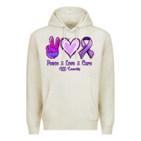 Oatmeal Heather Peace Love Cure All Cancers Premium Hoodie - Jasminsmagicworld