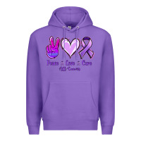Purple Peace Love Cure All Cancers Premium Hoodie - Jasminsmagicworld
