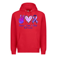 Red Peace Love Cure All Cancers Premium Hoodie - Jasminsmagicworld