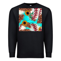 Black baseball leopard turquoise cactus sunflower seamless pattern Premium Sweatshirt - JahusDesignShop