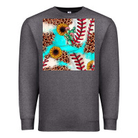 Charcoal Heather baseball leopard turquoise cactus sunflower seamless pattern Premium Sweatshirt - JahusDesignShop