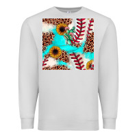 Dove Grey baseball leopard turquoise cactus sunflower seamless pattern Premium Sweatshirt - JahusDesignShop