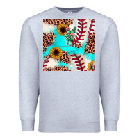 Heather Grey baseball leopard turquoise cactus sunflower seamless pattern Premium Sweatshirt - JahusDesignShop