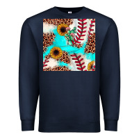 Navy baseball leopard turquoise cactus sunflower seamless pattern Premium Sweatshirt - JahusDesignShop