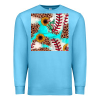 Ocean Blue baseball leopard turquoise cactus sunflower seamless pattern Premium Sweatshirt - JahusDesignShop