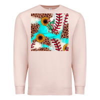 Pale Pink baseball leopard turquoise cactus sunflower seamless pattern Premium Sweatshirt - JahusDesignShop