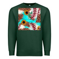 Sports Green baseball leopard turquoise cactus sunflower seamless pattern Premium Sweatshirt - JahusDesignShop