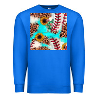 True Royal baseball leopard turquoise cactus sunflower seamless pattern Premium Sweatshirt - JahusDesignShop