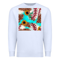 White baseball leopard turquoise cactus sunflower seamless pattern Premium Sweatshirt - JahusDesignShop