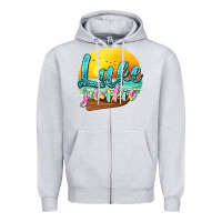 Heather Grey lake junkie Zipper Hoodie - texasbilliewilder