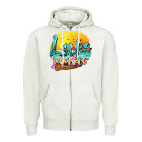 Oatmeal Heather lake junkie Zipper Hoodie - texasbilliewilder