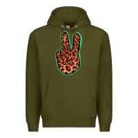 Army Green Orange Leopard Peace Sign Premium Hoodie - Jasminsmagicworld