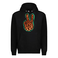 Black Orange Leopard Peace Sign Premium Hoodie - Jasminsmagicworld