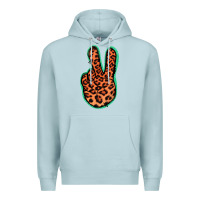 Blue Mist Orange Leopard Peace Sign Premium Hoodie - Jasminsmagicworld