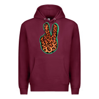 Burgundy Orange Leopard Peace Sign Premium Hoodie - Jasminsmagicworld