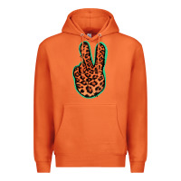 Carrot Orange Leopard Peace Sign Premium Hoodie - Jasminsmagicworld