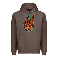 Coffee Orange Leopard Peace Sign Premium Hoodie - Jasminsmagicworld