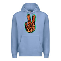 Colony Blue Orange Leopard Peace Sign Premium Hoodie - Jasminsmagicworld
