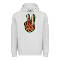 Dove Grey Orange Leopard Peace Sign Premium Hoodie - Jasminsmagicworld