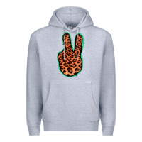 Heather Grey Orange Leopard Peace Sign Premium Hoodie - Jasminsmagicworld