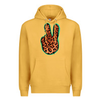 Mustard Orange Leopard Peace Sign Premium Hoodie - Jasminsmagicworld