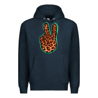 Navy Orange Leopard Peace Sign Premium Hoodie - Jasminsmagicworld