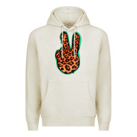 Oatmeal Heather Orange Leopard Peace Sign Premium Hoodie - Jasminsmagicworld