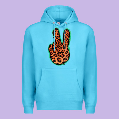 Orange Leopard Peace Sign Premium Hoodie Designed By Jasminsmagicworld