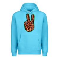 Ocean Blue Orange Leopard Peace Sign Premium Hoodie - Jasminsmagicworld