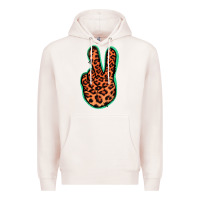 Pale Pink Orange Leopard Peace Sign Premium Hoodie - Jasminsmagicworld
