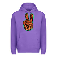 Purple Orange Leopard Peace Sign Premium Hoodie - Jasminsmagicworld
