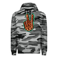 Slate Camo Orange Leopard Peace Sign Premium Hoodie - Jasminsmagicworld