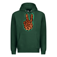 Sports Green Orange Leopard Peace Sign Premium Hoodie - Jasminsmagicworld