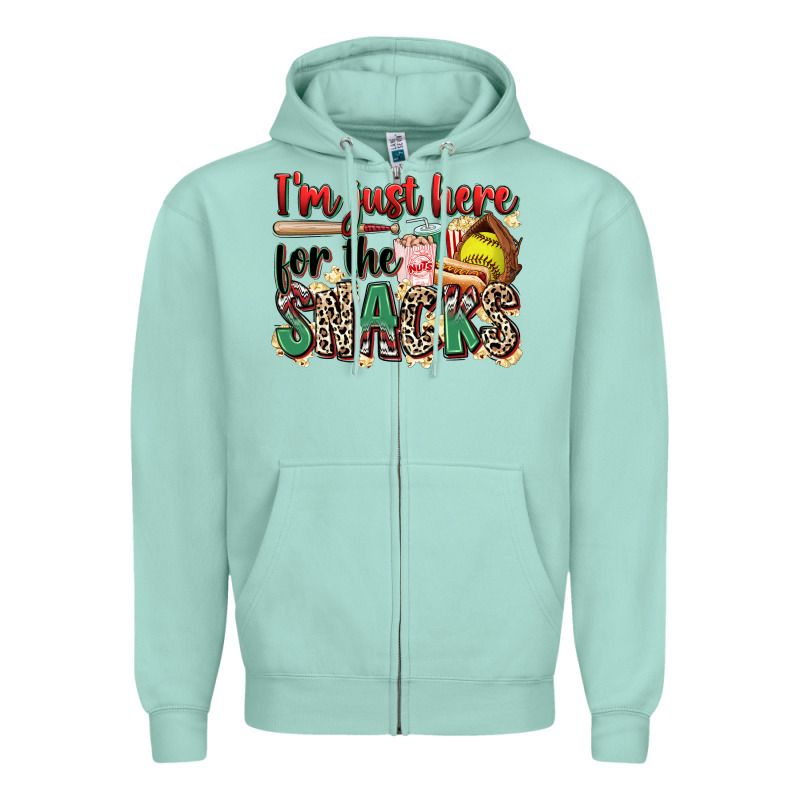 I'm Just Here For The Snacks Softball Zipper Hoodie by Zillion Design Studio | Teevron