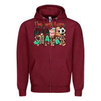 Burgundy i'm just here for the snacks soccer Zipper Hoodie - Zillion Design Studio