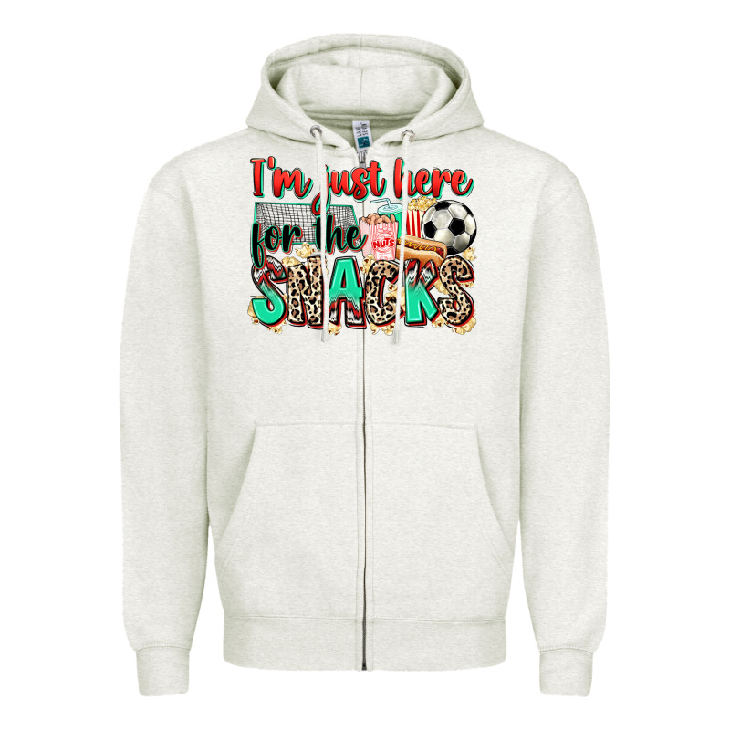 I'm Just Here For The Snacks Soccer Zipper Hoodie by Zillion Design Studio | Teevron