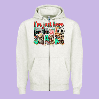 I'm Just Here For The Snacks Soccer Zipper Hoodie Designed By Zillion Design Studio